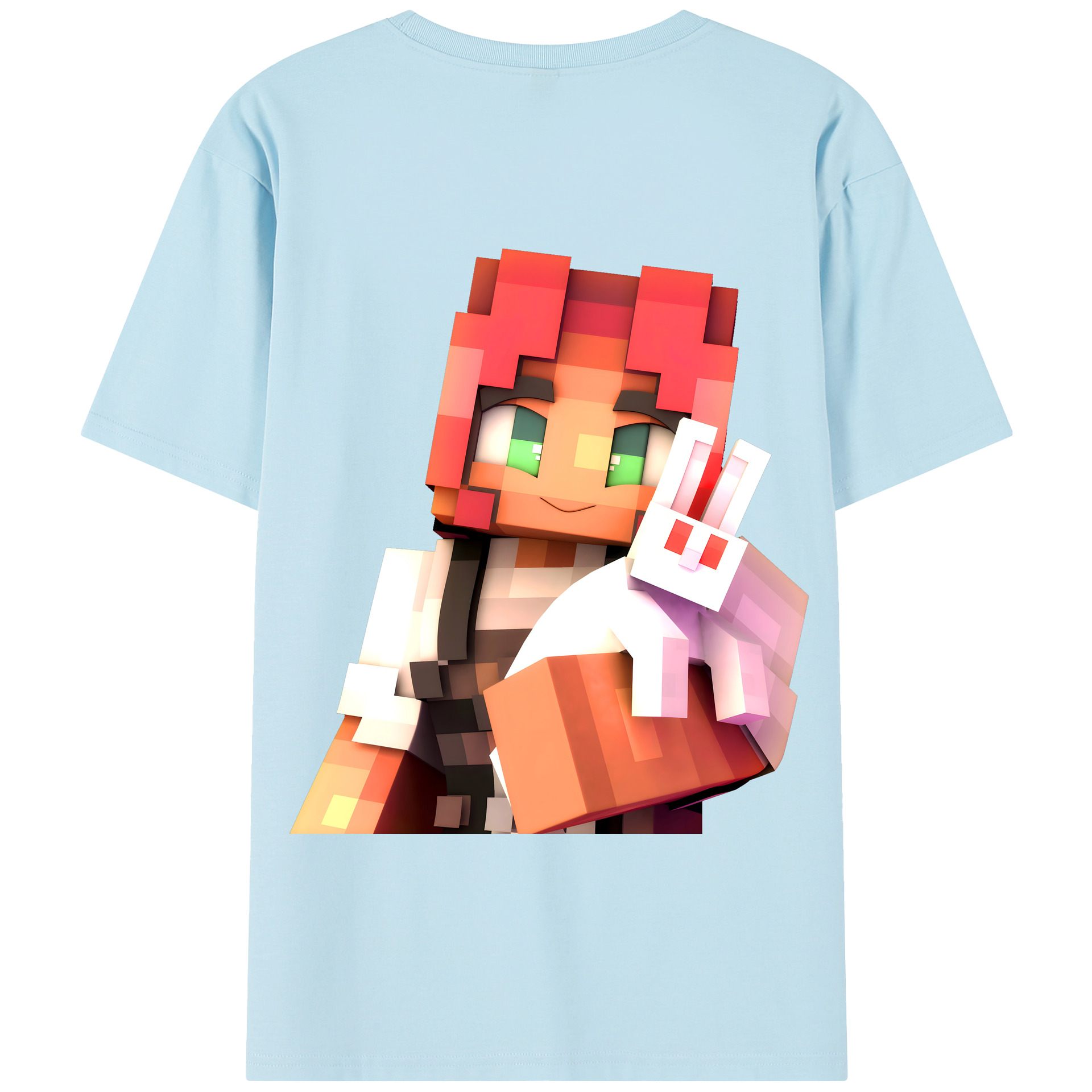 （画像用） マインクラフト ブロックの世界 Minecraft MC Block world 綿100％半袖Tシャツ（背面プリント）